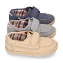 WASHED Cotton Canvas kids Boat shoes espadrille style laceless.