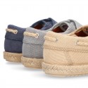 WASHED Cotton Canvas kids Boat shoes espadrille style laceless.