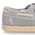 WASHED Cotton Canvas kids Boat shoes espadrille style laceless.