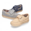 WASHED Cotton Canvas kids Boat shoes espadrille style laceless.