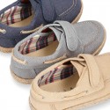 WASHED Cotton Canvas kids Boat shoes espadrille style laceless.