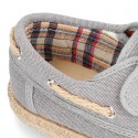 WASHED Cotton Canvas kids Boat shoes espadrille style laceless.