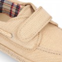 WASHED Cotton Canvas kids Boat shoes espadrille style laceless.