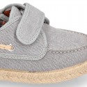 WASHED Cotton Canvas kids Boat shoes espadrille style laceless.