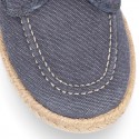 WASHED Cotton Canvas kids Boat shoes espadrille style laceless.