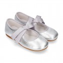 Girl Little Angel style ballet flat shoes in METAL Nappa leather.