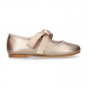 Girl Little Angel style ballet flat shoes in METAL Nappa leather.