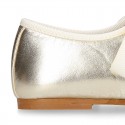 Girl Little Angel style ballet flat shoes in METAL Nappa leather.