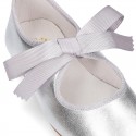 Girl Little Angel style ballet flat shoes in METAL Nappa leather.