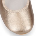 Girl Little Angel style ballet flat shoes in METAL Nappa leather.