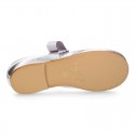 Girl Little Angel style ballet flat shoes in METAL Nappa leather.