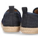 JEANS Cotton Canvas kids Moccasin shoes espadrille style with elastic band.