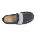 JEANS Cotton Canvas kids Moccasin shoes espadrille style with elastic band.