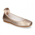 METALLIC soft leather Girls Ballet flat shoes dancer style.