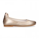 METALLIC soft leather Girls Ballet flat shoes dancer style.