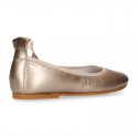 METALLIC soft leather Girls Ballet flat shoes dancer style.