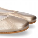 METALLIC soft leather Girls Ballet flat shoes dancer style.