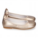 METALLIC soft leather Girls Ballet flat shoes dancer style.