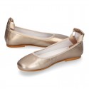 METALLIC soft leather Girls Ballet flat shoes dancer style.