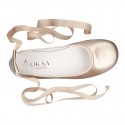 METALLIC soft leather Girls Ballet flat shoes dancer style.