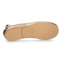 METALLIC soft leather Girls Ballet flat shoes dancer style.