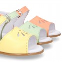 Nappa leather little Girl Sandal shoes with buckle fastening in seasonal colors.