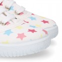 Zapatilla o Bamba niños en lona con ESTRELLAS MULTICOLOR.