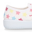 Zapatilla o Bamba niños en lona con ESTRELLAS MULTICOLOR.