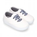 Cotton canvas sneaker bamba type shoes with VICHY laces design .