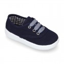 Cotton canvas sneaker bamba type shoes with VICHY laces design .