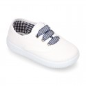 Cotton canvas sneaker bamba type shoes with VICHY laces design .