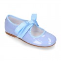 Patent leather Girl Little Angel style ballet flat shoes in pastel colors.