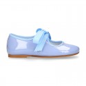 Patent leather Girl Little Angel style ballet flat shoes in pastel colors.