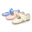 Patent leather Girl Little Angel style ballet flat shoes in pastel colors.