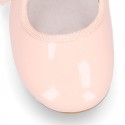 Patent leather Girl Little Angel style ballet flat shoes in pastel colors.