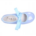 Patent leather Girl Little Angel style ballet flat shoes in pastel colors.