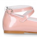 METAL PATENT leather little girl Mary Janes GILDA style.