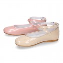 METAL PATENT leather little girl Mary Janes GILDA style.