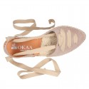 Suede leather Women espadrilles shoes Valenciana style with RIBBONS design.