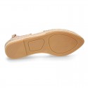 Suede leather Women espadrilles shoes Valenciana style with RIBBONS design.