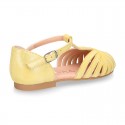 METAL SUEDE leather Mary Janes Jelly shoes design with buckle fastening.