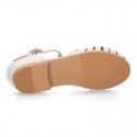 METAL SUEDE leather Mary Janes Jelly shoes design with buckle fastening.