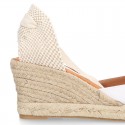 WHITE Cotton canvas wedge woman espadrilles shoes Valenciana style with.