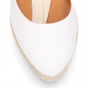 WHITE Cotton canvas wedge woman espadrilles shoes Valenciana style with.