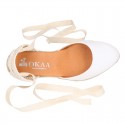 WHITE Cotton canvas wedge woman espadrilles shoes Valenciana style with.