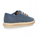 HERRINGBONE canvas design Laces up style kids espadrille shoes.