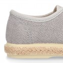 HERRINGBONE canvas design Laces up style kids espadrille shoes.