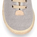 HERRINGBONE canvas design Laces up style kids espadrille shoes.