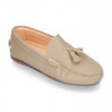 EXTRA SOFT nappa leather Kids Moccasin shoes with tassels.