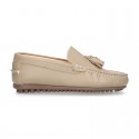 EXTRA SOFT nappa leather Kids Moccasin shoes with tassels.